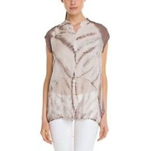 $253 YOUNG FABULOUS & BROKE Tie Dye SAND Taupe CONSTANCE Pocket TOP Shirt S - Picture 1 of 1